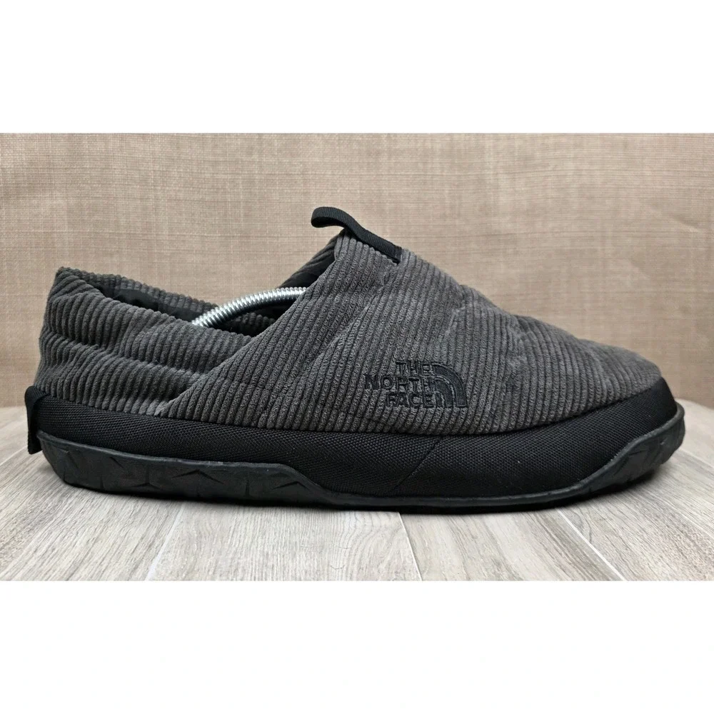 The North Face Mens Grey Black Nuptse  Mule Corduroy Goose Down Slippers Size 12